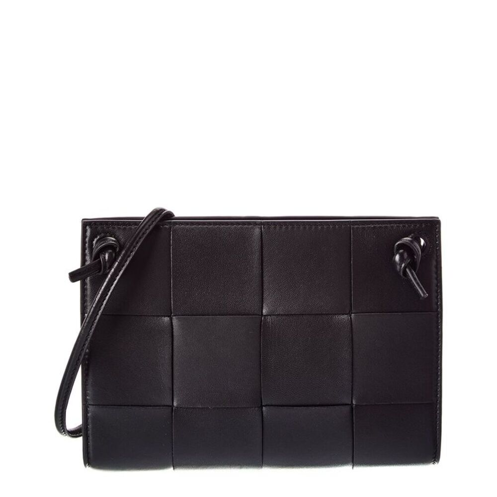 Bottega Veneta Cassette Mini Leather Crossbody, Black